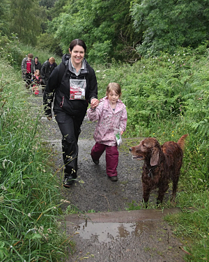 Steep climb back up to the railway line